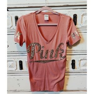 Pink sequin tee